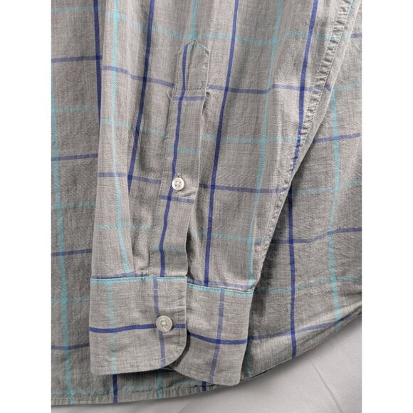 Old Navy Mens Slim Fit Gray Plaid Button-Down Shirt X-Large Long Sleeve Cotton - Picture 7 of 11